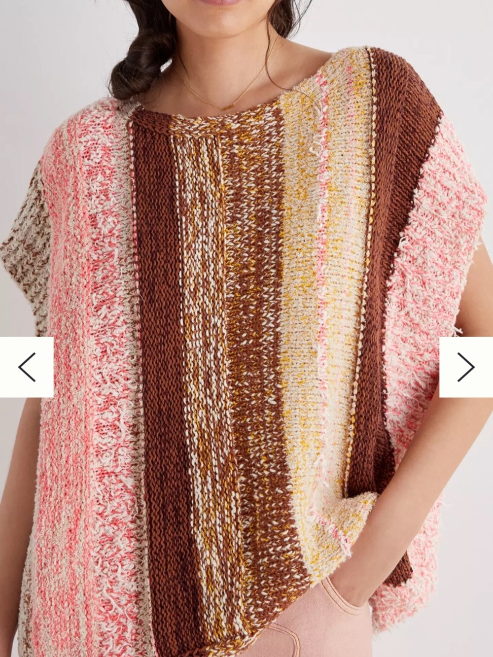 By Anthropologie Lagenlook Boxy Textural Striped Knit Pullover XS